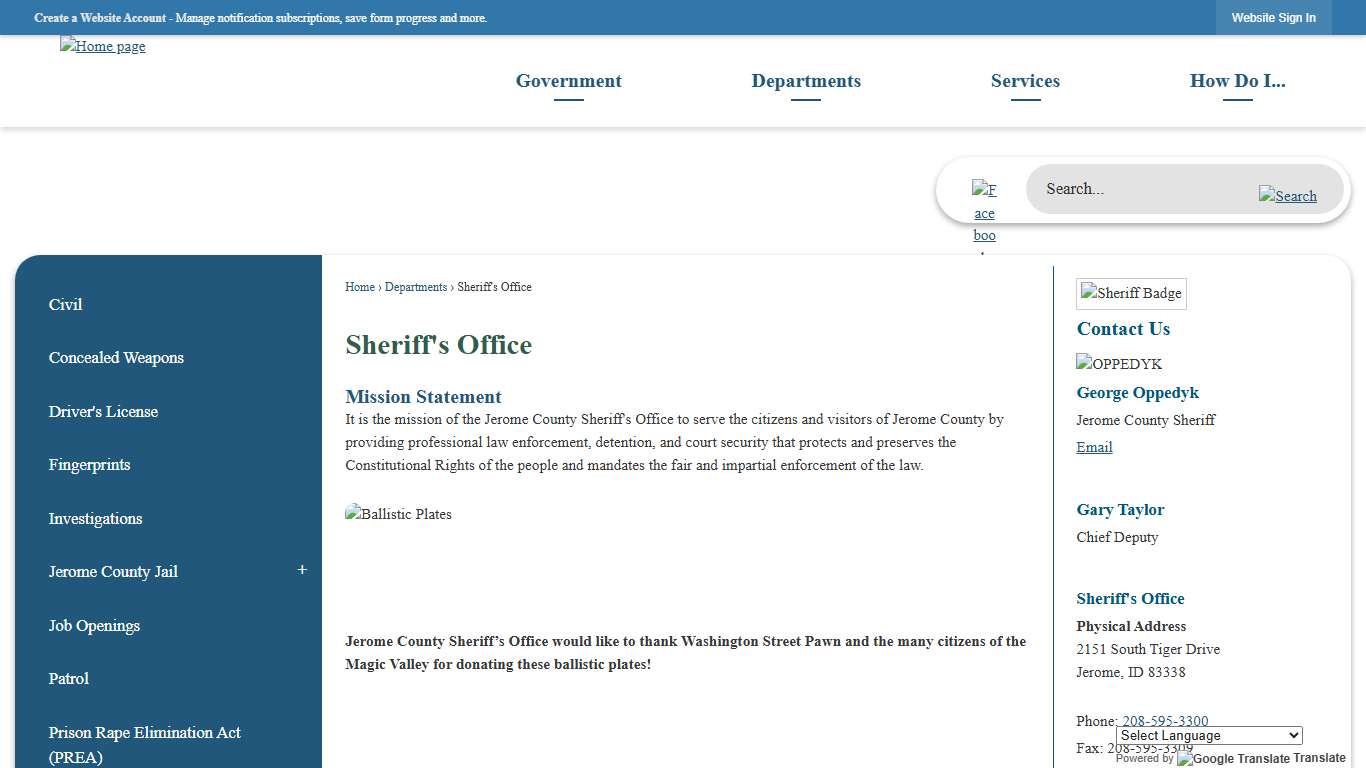 Sheriff's Office | Jerome County, ID