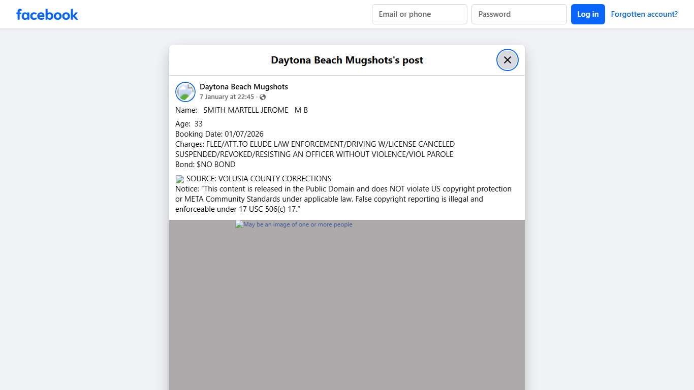 Name: SMITH MARTELL JEROME M... - Daytona Beach Mugshots | Facebook